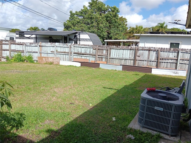 view of yard featuring central AC