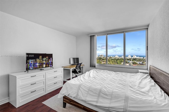 bedroom featuring dark hardwood / wood-style flooring