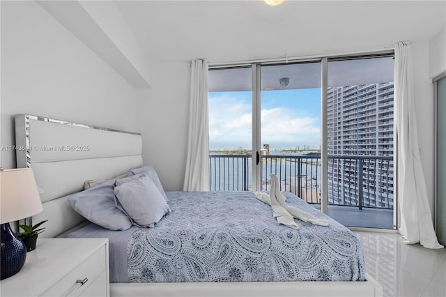 1750 N Bayshore Dr Unit 1602, Miami, FL 33132 - bedroom with access to outside, a water view, and expansive windows