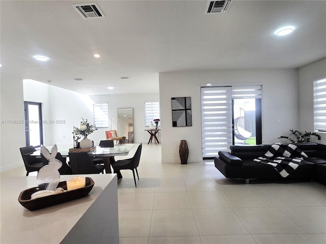 view of tiled living room