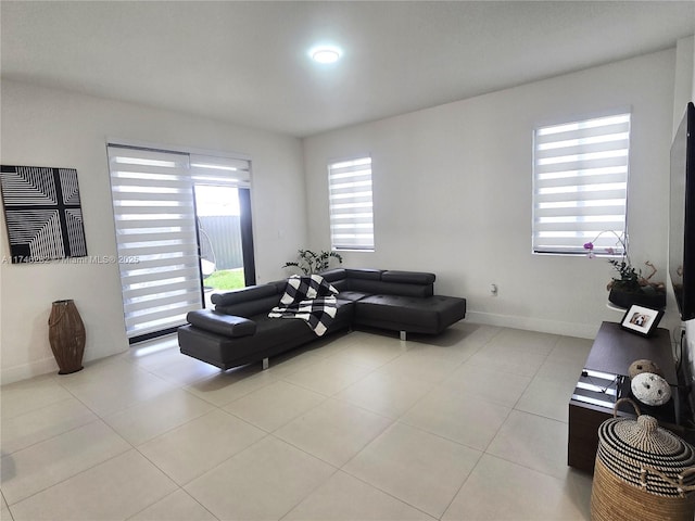 view of tiled living room