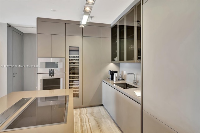 kitchen featuring sink and gray cabinetry