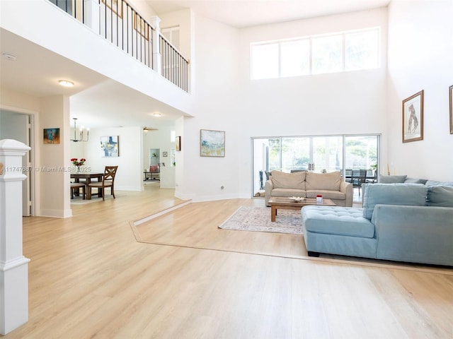 living room featuring light wood-type flooring