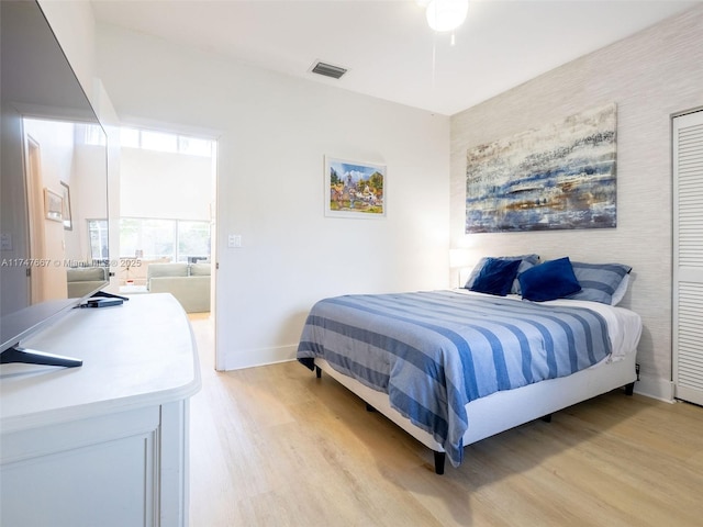 bedroom featuring light hardwood / wood-style flooring