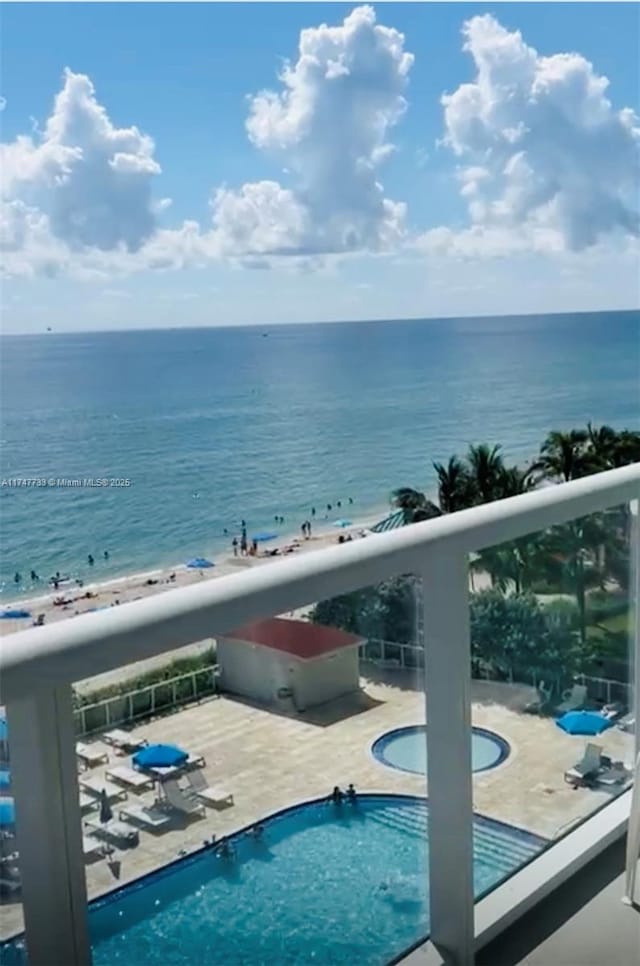 water view with a view of the beach