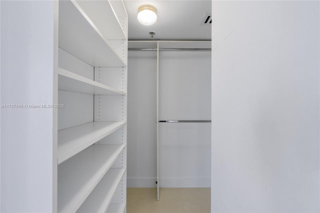 spacious closet with visible vents