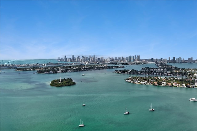 property view of water featuring a view of city