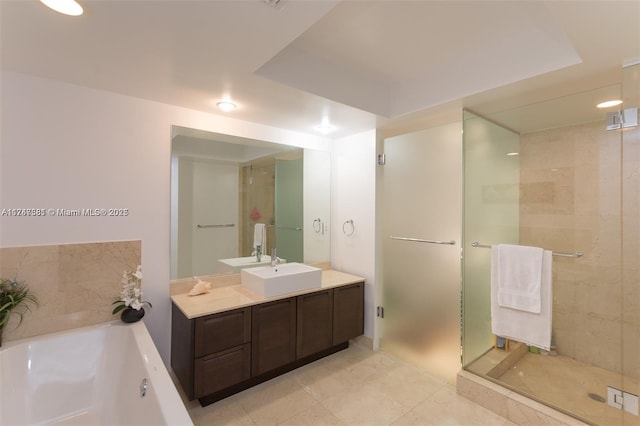 150 Sunny Isles Blvd Unit 1-606, Sunny Isles Beach, FL 33160 - full bath featuring a shower stall, vanity, and a garden tub