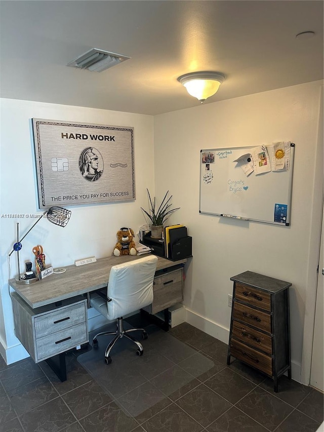 50 Biscayne Blvd Unit 3505, Miami, FL 33132 - office area featuring baseboards and dark tile patterned floors