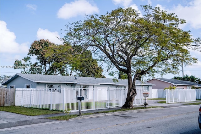 view of front of home with a fenced front yard