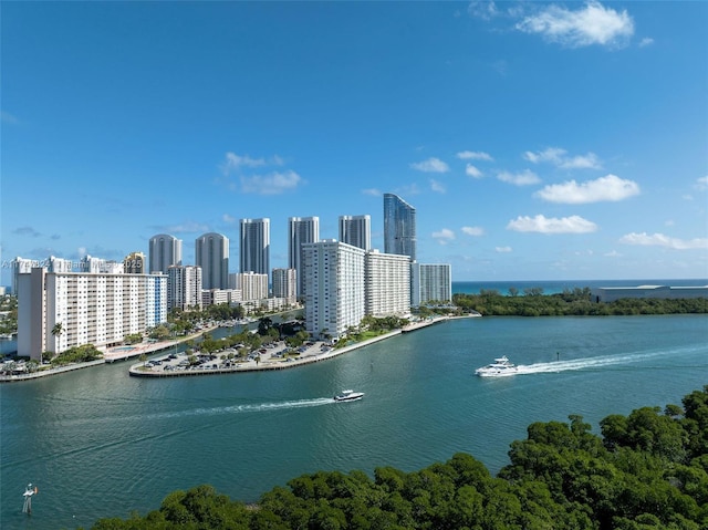 property view of water with a view of city