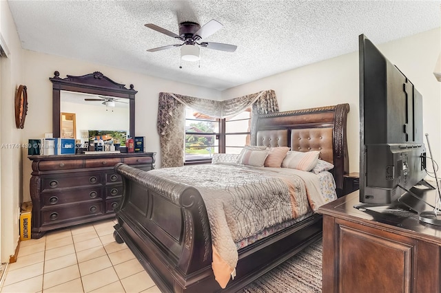653 NW 110th Ave, Coral Springs, FL 33071 - tiled bedroom with ceiling fan and a textured ceiling