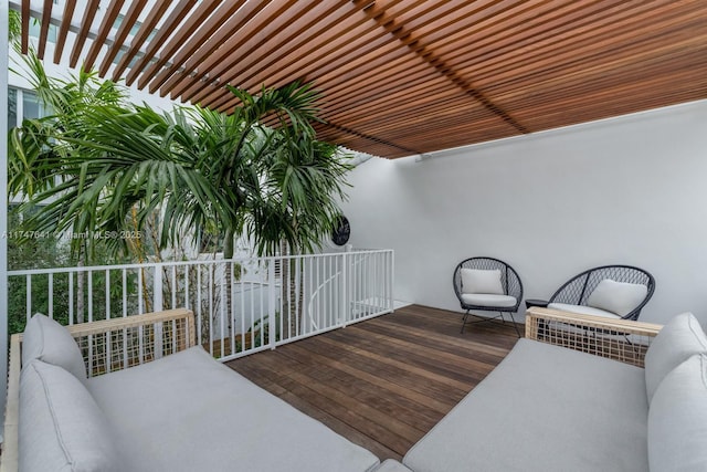 view of patio / terrace featuring a balcony and outdoor lounge area