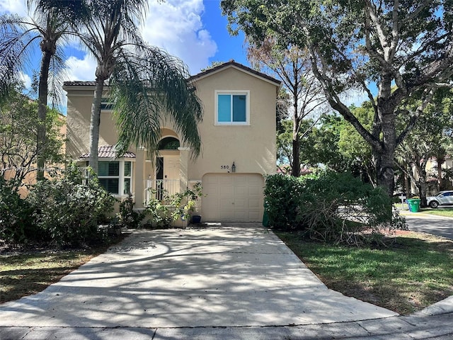 view of front of property with a garage