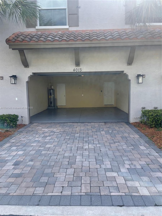 garage with water heater