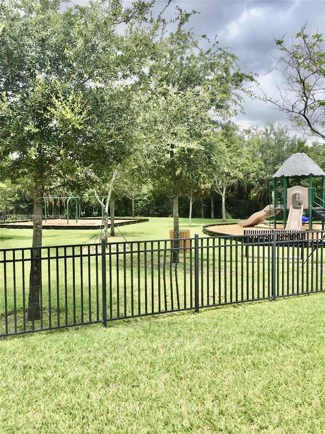 view of yard with a playground