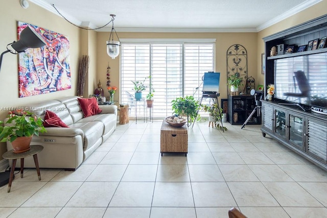 7270 SW 88th St Unit B308, Miami, FL 33156 - living room featuring ornamental molding and light tile patterned flooring