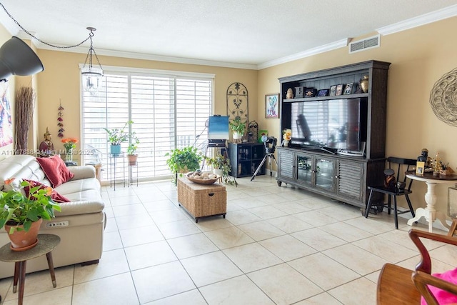 7270 SW 88th St Unit B308, Miami, FL 33156 - living room with crown molding and light tile patterned floors