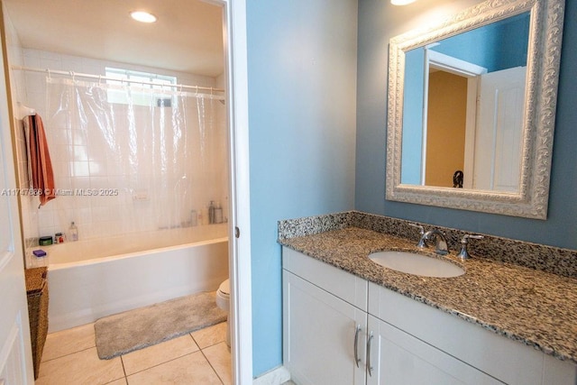 7270 SW 88th St Unit B308, Miami, FL 33156 - bathroom featuring vanity, toilet, tile patterned flooring, and shower / bath combo with shower curtain