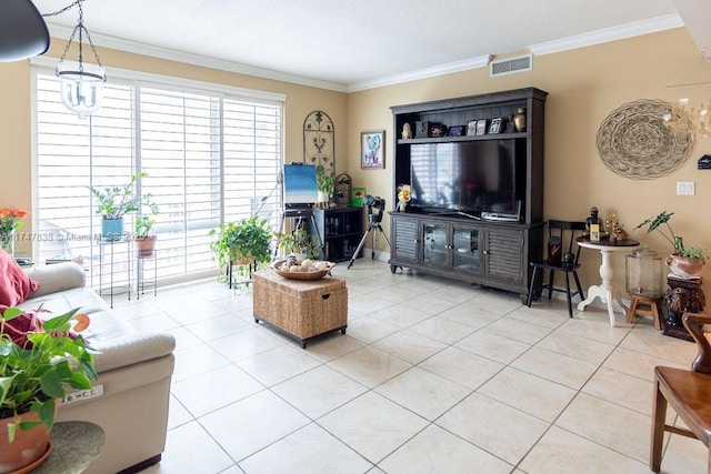 7270 SW 88th St Unit B308, Miami, FL 33156 - living room with ornamental molding and light tile patterned floors
