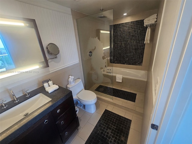 17315 Collins Ave Unit 1506, Sunny Isles Beach, FL 33160 - full bathroom featuring tile patterned floors, tiled shower, toilet, and vanity