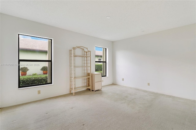 unfurnished room featuring carpet floors and a textured ceiling