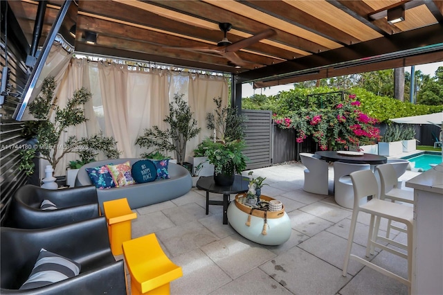 1301 Adams St, Hollywood, FL 33019 - view of patio / terrace featuring an outdoor living space and ceiling fan