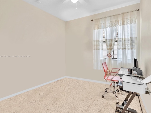 office area featuring ceiling fan