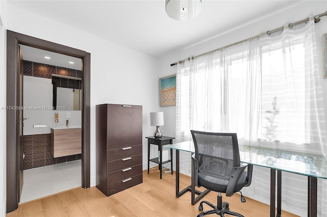 office area featuring wood finished floors