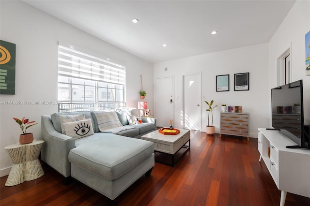 living room featuring dark hardwood / wood-style floors