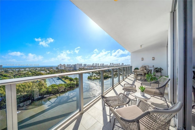 balcony with a water view