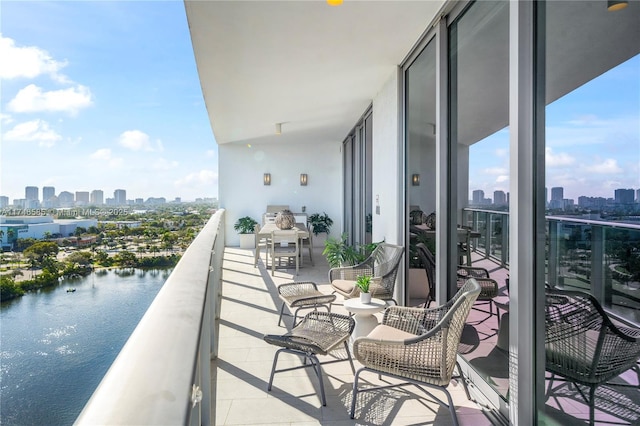 balcony with a water view