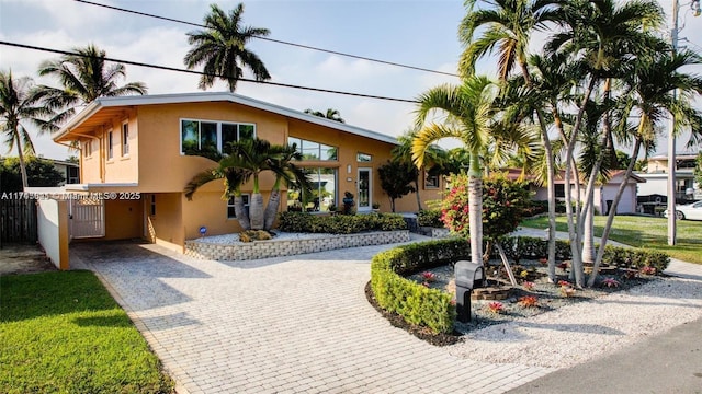 view of front of home with stucco siding