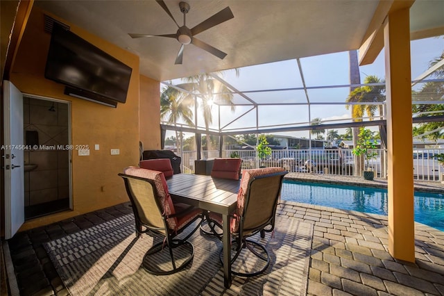 2631 Marathon, Fort Lauderdale, FL 33312 - view of patio / terrace with a ceiling fan and glass enclosure