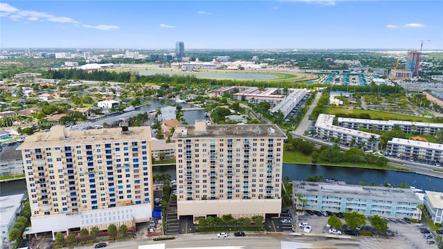 bird's eye view with a water view and a city view