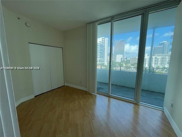 empty room with light wood-type flooring and a wealth of natural light