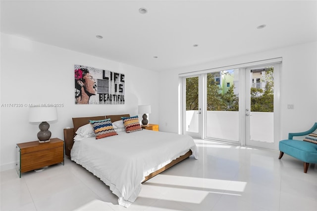 211 Water Way Unit 211, Miami Beach, FL 33141 - bedroom featuring light tile patterned flooring, access to outside, and recessed lighting