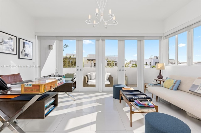 211 Water Way Unit 211, Miami Beach, FL 33141 - sunroom / solarium with a notable chandelier and french doors