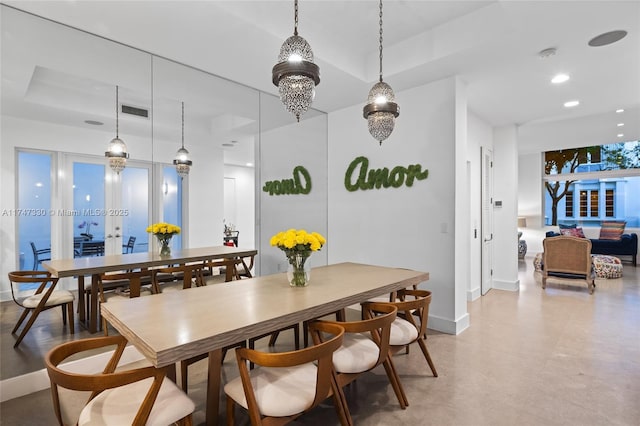 211 Water Way Unit 211, Miami Beach, FL 33141 - dining area with baseboards, visible vents, recessed lighting, and a raised ceiling