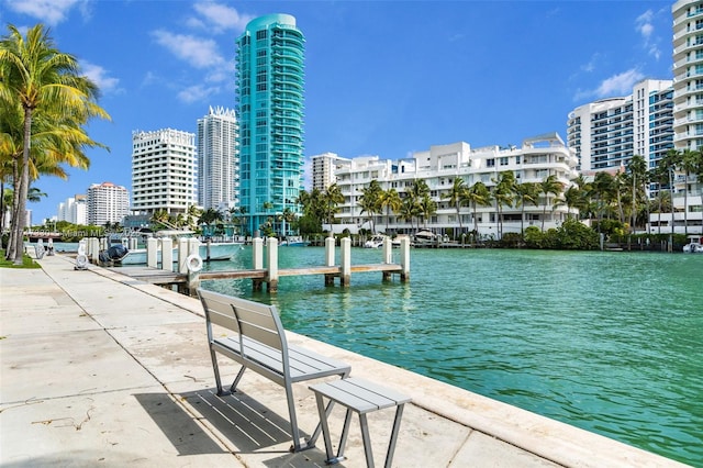 211 Water Way Unit 211, Miami Beach, FL 33141 - water view featuring a view of city and a dock