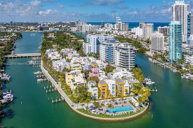 211 Water Way Unit 211, Miami Beach, FL 33141 - bird's eye view with a water view and a view of city