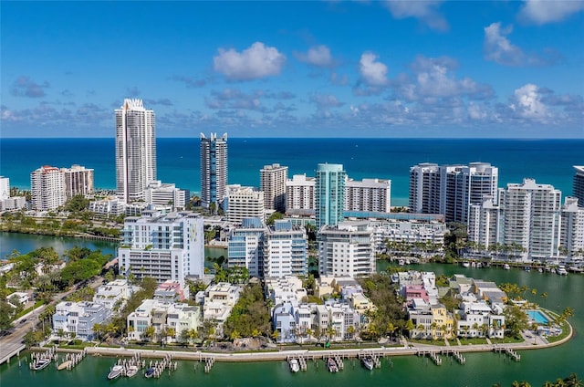 211 Water Way Unit 211, Miami Beach, FL 33141 - birds eye view of property with a water view and a view of city
