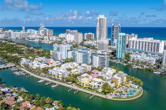 211 Water Way Unit 211, Miami Beach, FL 33141 - bird's eye view featuring a city view and a water view