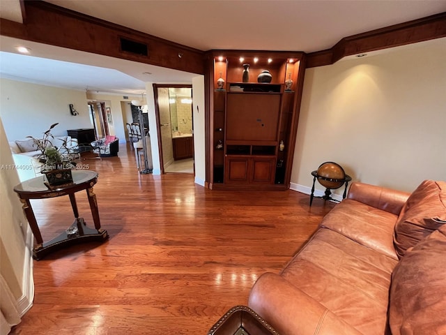 living room with hardwood / wood-style flooring