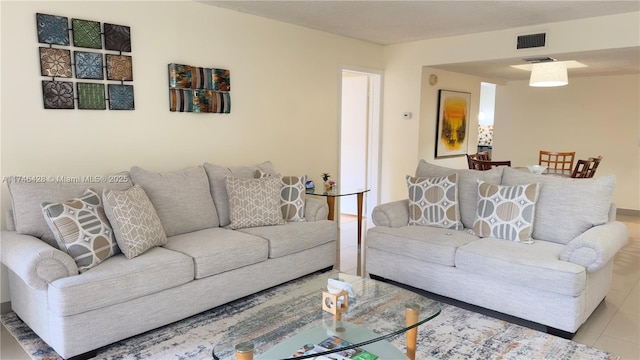 view of tiled living room