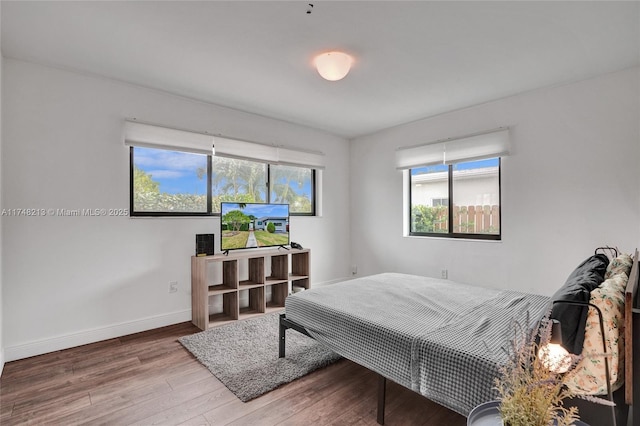 bedroom with hardwood / wood-style floors