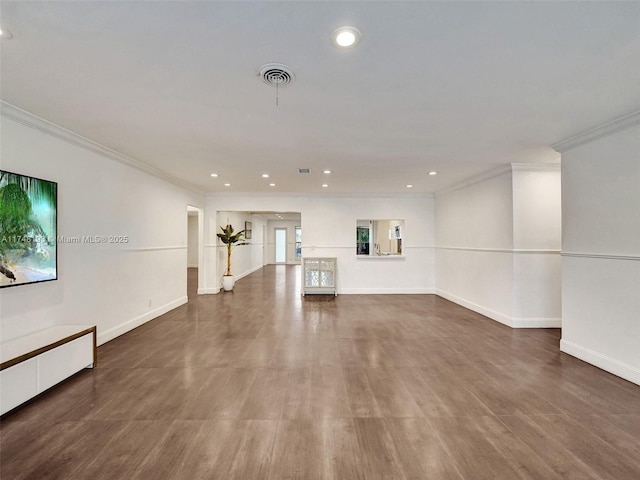 4721 W Park Rd, Hollywood, FL 33021 - unfurnished living room featuring crown molding, wood finished floors, baseboards, and recessed lighting