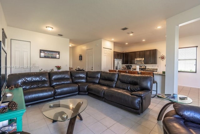 view of tiled living room