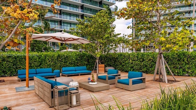 650 NE 32nd St Unit 2105, Miami, FL 33137 - wooden terrace with an outdoor hangout area
