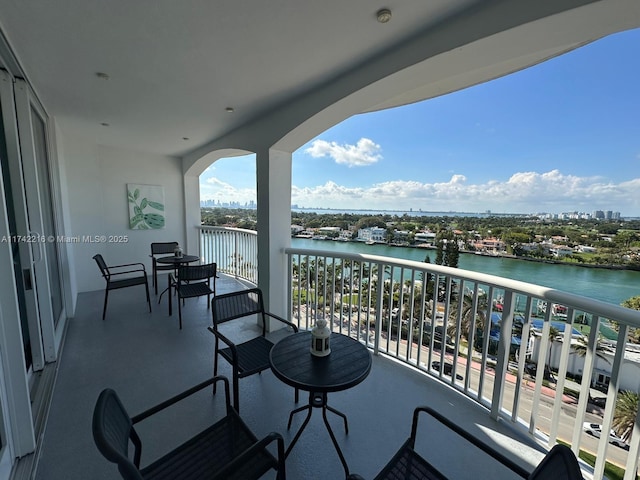 balcony with a water view